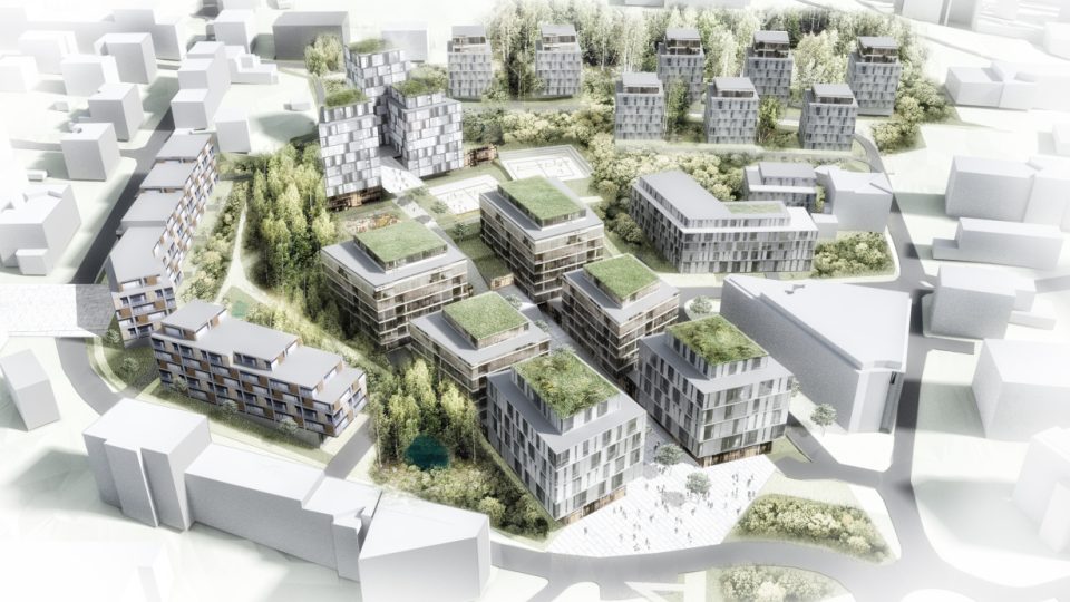 Vizualizace - návrh budoucí podoby nové čtvrti na libereckém Perštýně z roku 2016