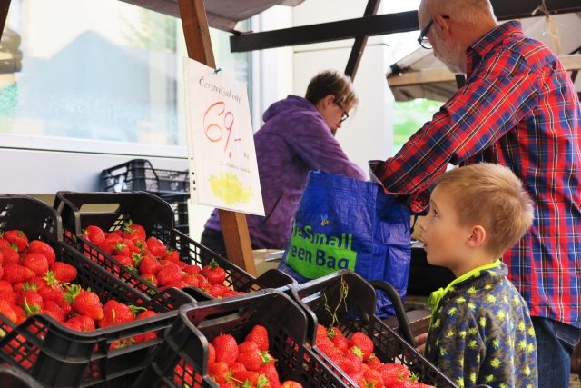 Na letních farmářských trzích nechybí ani prodejci jahod | foto: Jaroslava Mannová