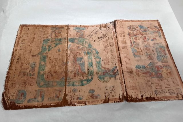 Takzvaný Mayský kodex v Severočeském muzeu v Liberci. Jeho původ zatím není ještě prozkoumaný | foto: Tomáš Mařas,  Český rozhlas