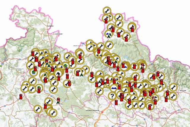 Mapa událostí,  které museli řešit hasiči na Štědrý den v Libereckém kraji | foto: HSZ Libereckého kraje,  Sociální síť X
