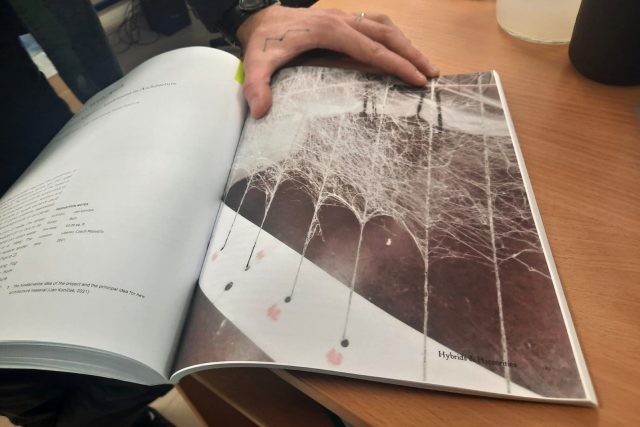 Vědci z Technické univerzity v Liberci pracují na projektu inspirovaném pavoučí sítí | foto: Tomáš Mařas,  Český rozhlas